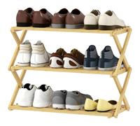 Homcom Bamboo Shoe Rack, Folding Shoe Shelf In Natural Natural