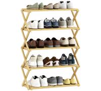 HOMCOM Bamboo Shoe Rack, Folding Shoe Shelf in Natural | Size: 85.5 cm HOMCOM Natural 85.5 cm