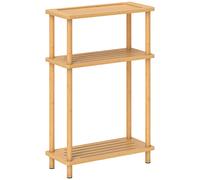 HOMCOM Bamboo Side Table, 3-Tier Slim End Table, Nordic Style, for Living Room, Bedroom, Office, Tool-Free Assembly, Natural Wood Finish