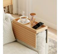 HOMCOM Bamboo Sofa Arm Tray, Foldable Anti-Slip Armrest Tray for Drinks in Natural HOMCOM Natural
