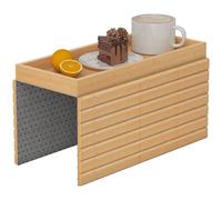 Homcom Bamboo Sofa Arm Tray, Foldable Anti-Slip Armrest Tray For Drinks In Natural Natural