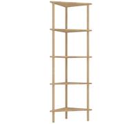 HOMCOM Bamboo Storage Shelf, 5-tier Corner Shelf, Freestanding Shelving Unit for Living Room, Home Office, Natural Wood Finish