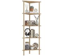 HOMCOM Bamboo Storage Shelf 5-Tier Corner Shelving Unit Natural Wood Finish | Freestanding Design, Living Room, Home Office
