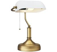 HOMCOM Banker's Table Lamp W/ Antique Bronze Tone Base - White/Blue - White | TJ Hughes