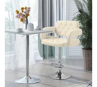 HOMCOM Bar Stool Kitchen Breakfast Barstool Seat Chrome Metal Base Dining Room in White HOMCOM White