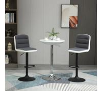 Homcom Bar Stool Set Of 2 Adjustable Height Upholstered Bar Chair Dark Grey