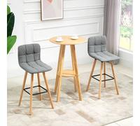 Homcom Bar Stool Set Of 2 Armless Button-Tufted Counter Height Bar Chairs Grey