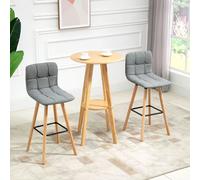 Homcom Bar Stools Panelled Fabric Grey/Natural 2pcs