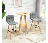 HOMCOM Bar stool Set of 2 Armless Button-Tufted Counter Height Bar Chairs Grey
