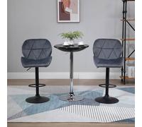 HOMCOM Bar Stool Set of 2 Fabric Adjustable Height Counter Chairs Dark Grey - Dark Grey