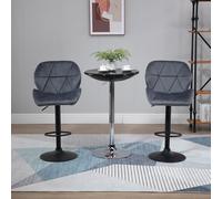 HOMCOM Set of 2 Adjustable Bar stools with Backs - Dark Grey, Black