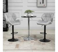 Bar Stool Set Of 2 Fabric Adjustable Height Armless Upholstered Counter Chairs With Swivel Seat - Light Grey - Home Living | TJ Hughes