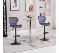 HOMCOM Bar Stool Set of 2 Fabric Adjustable Height Swivel Counter Chairs