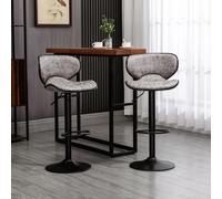HOMCOM Bar Stool Set of 2 Microfiber Cloth Adjustable Armless Chairs Brown - Grey