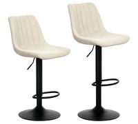 Homcom Modern Bar Stools Set Of 2 Bar Chairs With Adjustable Height Swivel Seat In Beige Beige 2 Pack