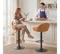 Homcom Bar Stools Adjustable Height Backrest Set Of 2, Brown