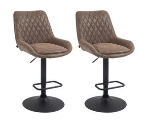 HOMCOM Bar Stools Adjustable Quilted Faux Vintage Leather Brown/Black 2pcs