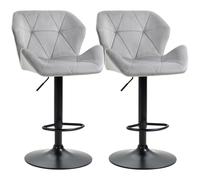 Homcom Set Of 2 Luxurious Velvet-Touch Bar Stools W/ Metal Frame Footrest Base In Grey Grey One Size