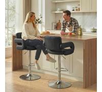 HOMCOM Bar Stools Adjustable Swivel with Armrest Set of 2 Black HOMCOM Black
