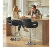 Homcom Bar Stools Adjustable Swivel With Armrest Set Of 2 Black Black