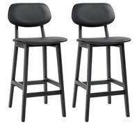 HOMCOM Bar Sools Set of 2, PU Leather Breakfast Bar Chairs with Wood Legs in Black HOMCOM Black