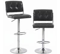 HOMCOM Bar Stools Modern PU Leather Adjustable Breakfast Bar Stools Backrest Set of 2 Grey