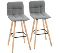 Homcom Bar Stools Panelled Fabric Grey/Natural 2pcs