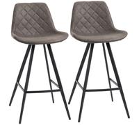 Homcom Bar Stools Quilted Faux Leather Charcoal/Black 2pcs