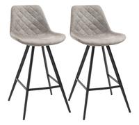 Homcom Bar Stools Quilted Faux Leather Light Grey/Black 2pcs