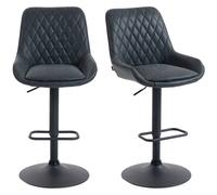 (Black) HOMCOM Bar Stools Set of 2, Adjustable Bar Chairs 360 Degree Swivel