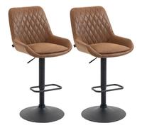 (Orange) HOMCOM Bar Stools Set of 2, Adjustable Bar Chairs 360 Degree Swivel