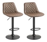 HOMCOM Bar Stools Set of 2, Adjustable Bar Chairs 360 Swivel for Kitchen Brown