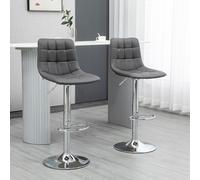 HOMCOM Adjustable Counter Bar Stools Set of 2, Grey - Swivel Seats with Footrests, 61-82 cm, 120 kg, 835-743V70GY