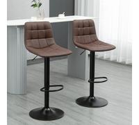 HOMCOM Bar Stools Set of 2 Adjustable Counter Barstools W/ Footrest Brown