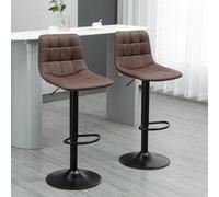 HOMCOM Bar Stools Set of 2 Adjustable Counter Barstools W/ Footrest Brown