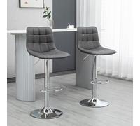 Homcom Bar Stools Set Of 2 Adjustable Counter Barstools W/ Footrest Grey