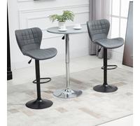 Bar Stools Set of 2 PU Leather Adjustable Height Swivel Bar Chairs w/ Footrest HOMCOM Grey One Size