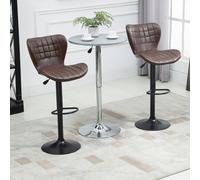 HOMCOM Bar Stools Set of 2 Adjustable Height Swivel PU Leather Bar Chairs Grey