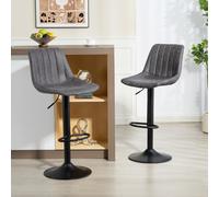 HOMCOM Bar Stools Set of 2 Adjustable Swivel Bar Chairs with Backrest in Dark Grey HOMCOM Dark Grey