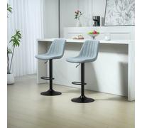 HOMCOM Bar Stools Set of 2 Adjustable Swivel Bar Chairs with Backrest Blue