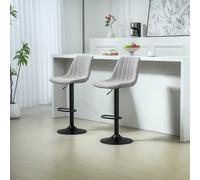 HOMCOM Bar Stools Set of 2 Adjustable Swivel Bar Chairs with Backrest Grey
