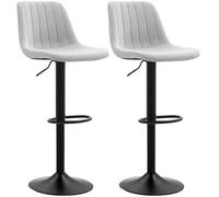 HOMCOM Bar Stools Set of 2 Adjustable Swivel Bar Chairs w/ Backrest Grey, Grey