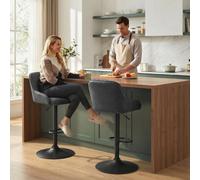 HOMCOM Bar Stools Set of 2 Adjustable Swivel Counter Height in Black HOMCOM Black