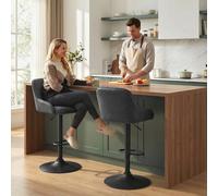 HOMCOM Bar Stools Set of 2 Adjustable Swivel Counter Height in Black HOMCOM Black