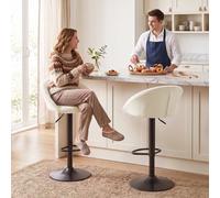 HOMCOM Bar Stools Set of 2 Velvet Adjustable Swivel Cream White, Cream