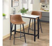 Homcom Bar Stools Set Of 2, Bar Chairs With Back And Steel Legs, Brown