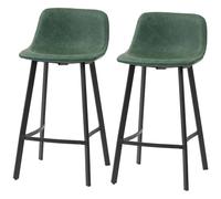 Homcom Bar Stools Set Of 2, Bar Chairs With Back And Steel Legs, Green