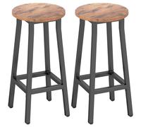 HOMCOM Bar Stools Set of 2 Breakfast Bar Stools with Footrest, Industrial Round, 32 x 32 x 65 cm, Rustic Brown