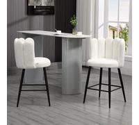 Homcom Bar Stools Set Of 2, Breakfast Barstools With Backs, Cream