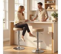 Homcom Bar Stools Set Of 2, Height Adjustable Breakfast Bar Chairs In Beige Beige
